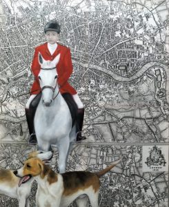 Der Engländer-2024-Öl auf Designerstoff Stadtplan London-180x130 cm